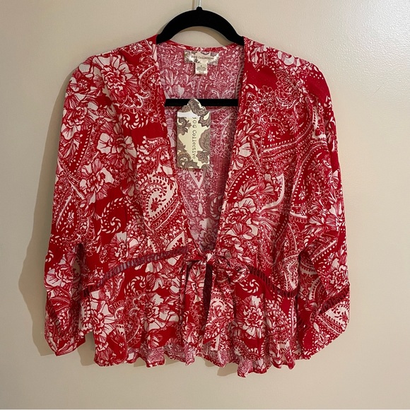 Band Of Gypsies Tribal Print Wrap Blouse, NWT - Picture 2 of 9